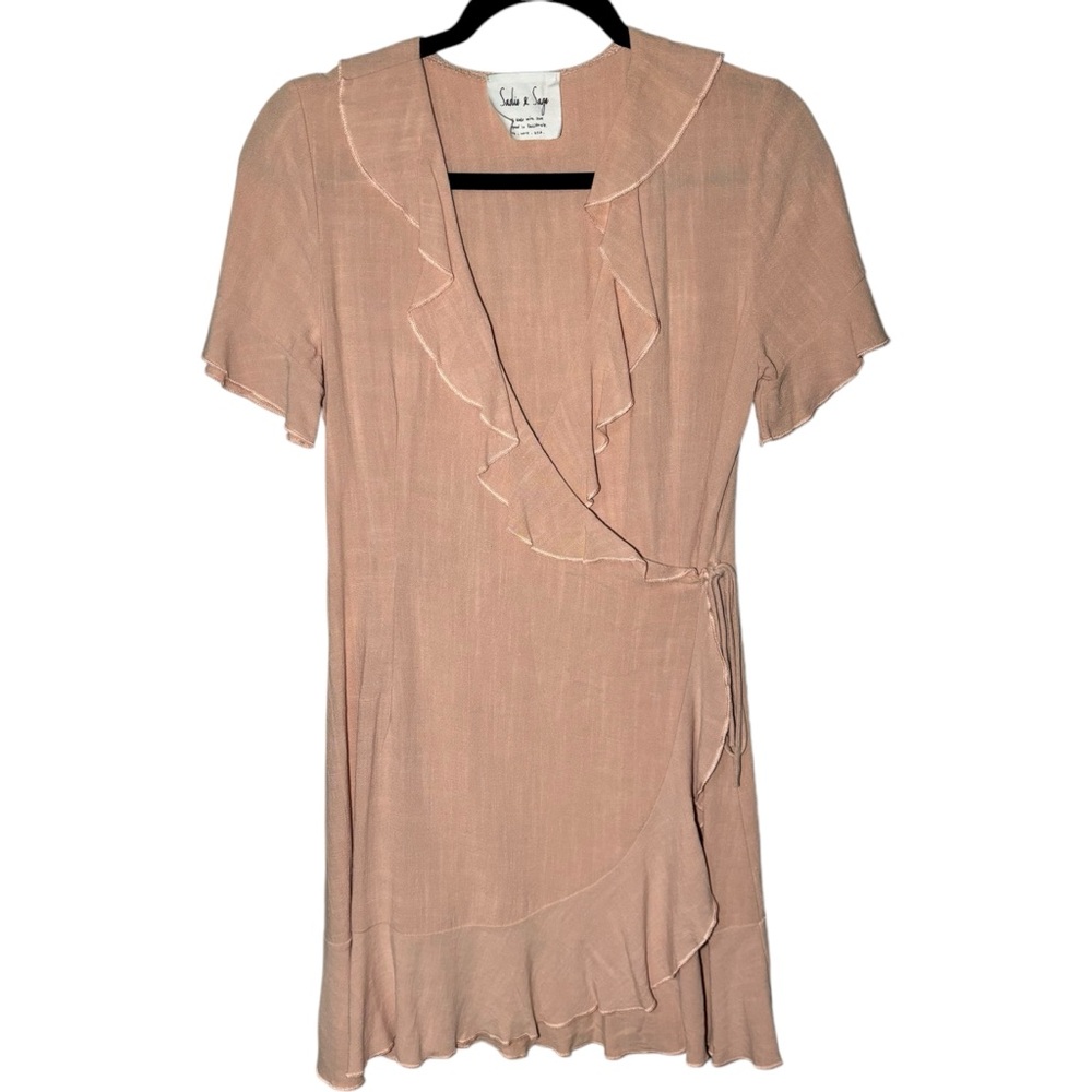 Sadie & Sage Women's Small Blush Pink Mini Dress‎ Ruffle Wrap